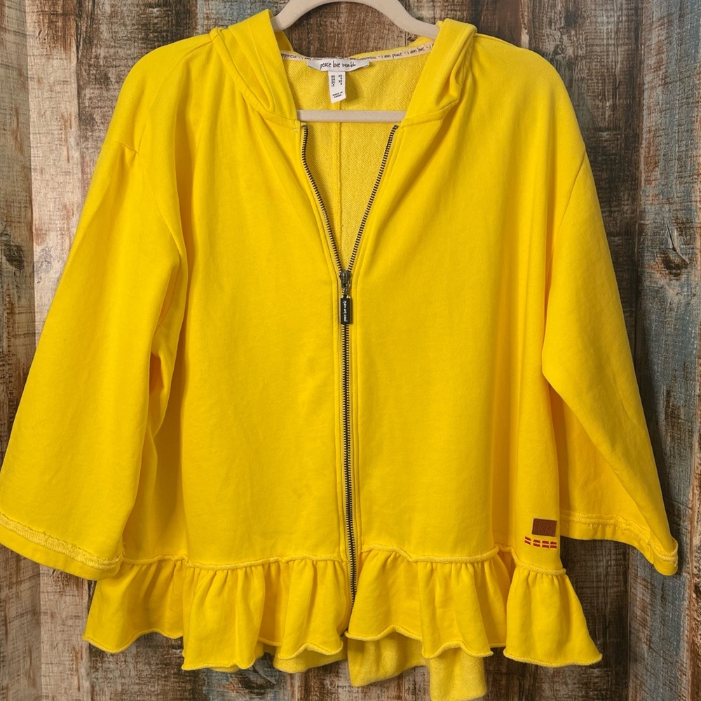 Peace Love World oversized zippered hoodie XS